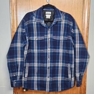 Ariat Shirt Jacket Mens LARGE Blue Plaid Retro Fit Hannoch Insulated w/ Pockets